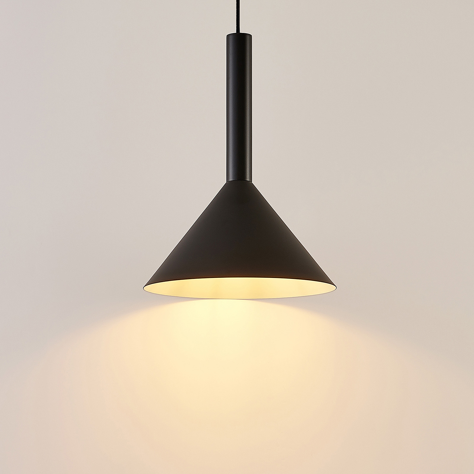 Arcchio Tadej pendant lamp 1-bulb 30cm black-white, for Living / Dining Room, steel, E27, 60 W, energy efficiency: A++, H: 40 cm