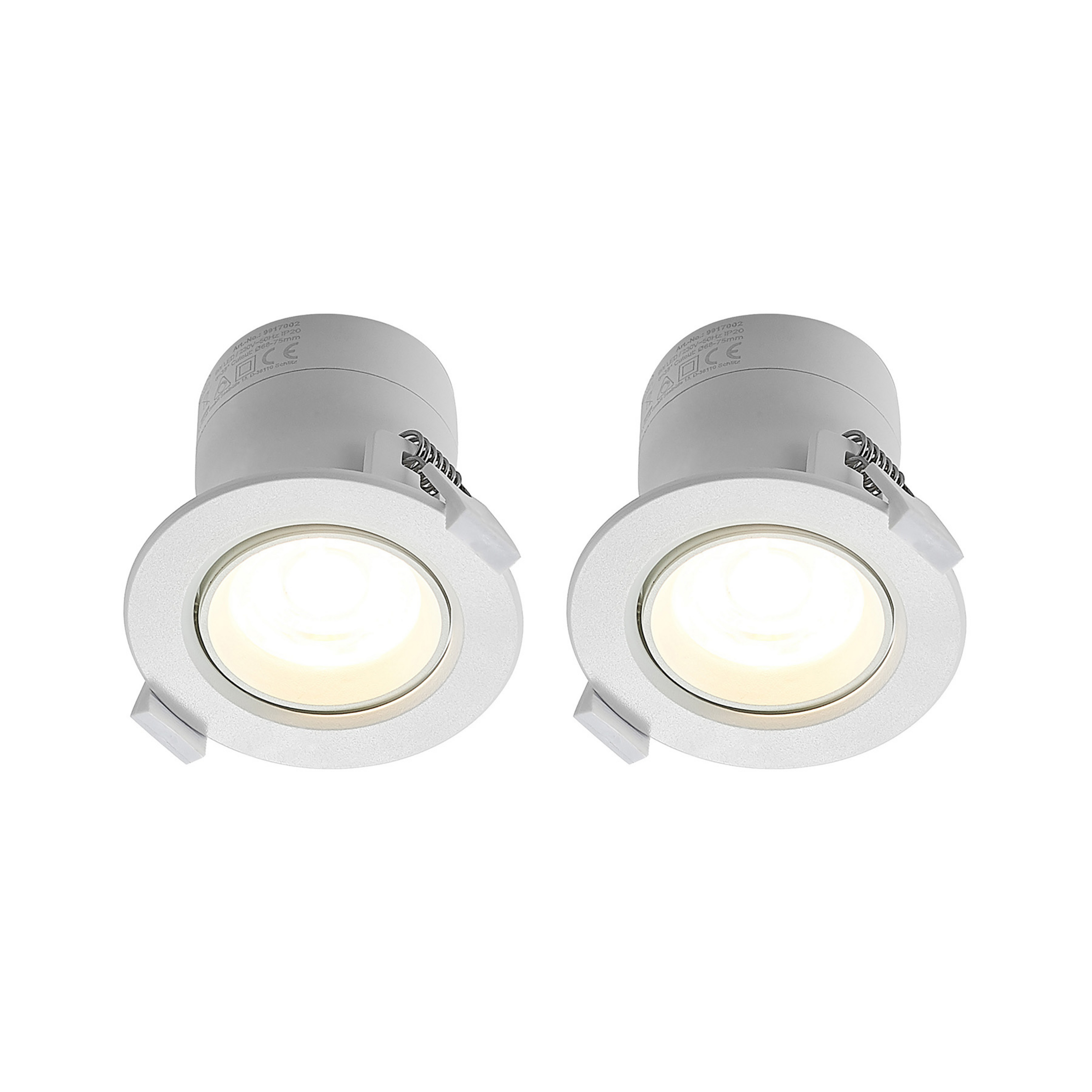 Prios oprawa wpuszczana LED Shima, biała, 9W, 3000K, 2 sztuki, ściemniana