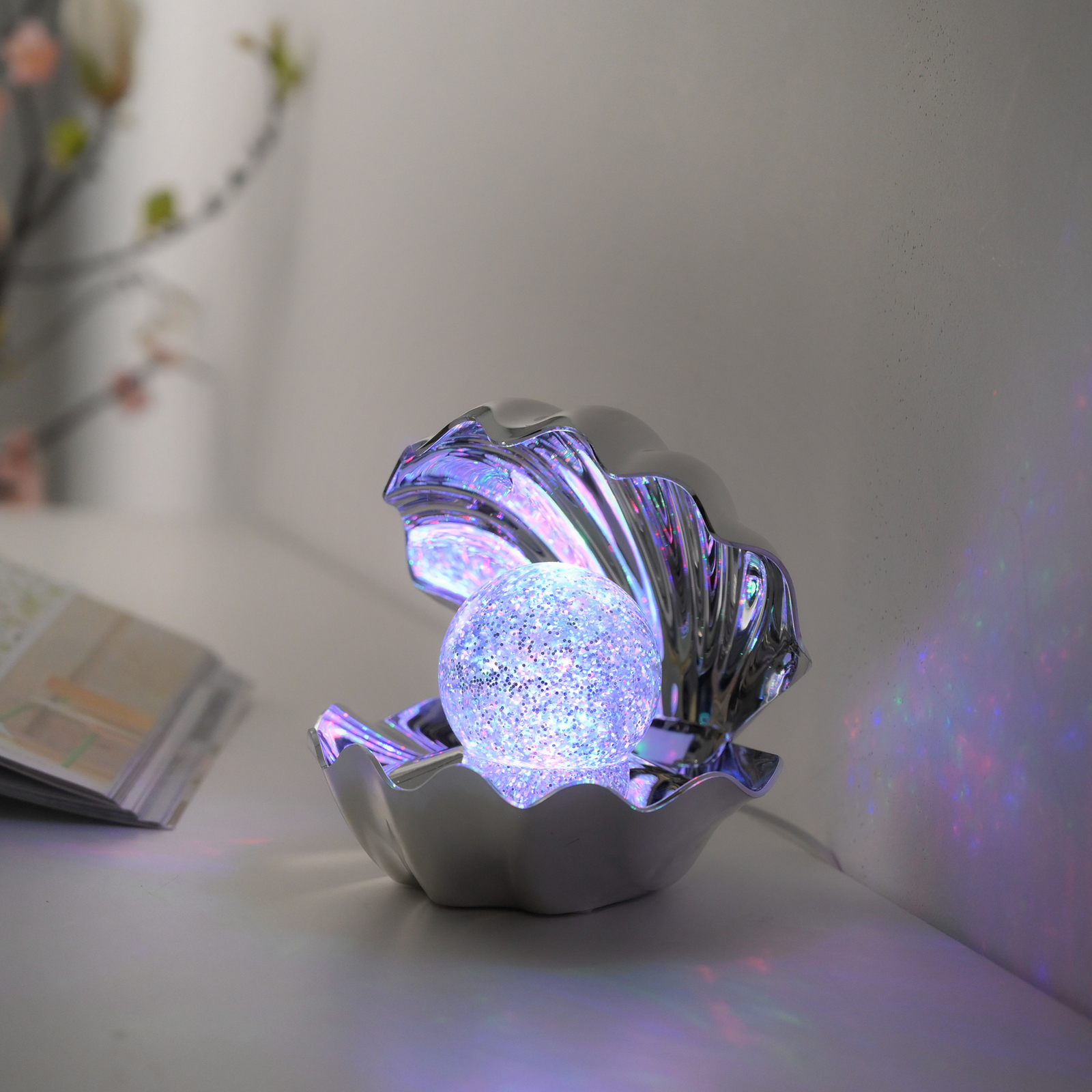 LED-laualamp Arielle, kroom, patareitoitega või USB-C-ga, RGB LED-laualamp Arielle, kroom, patareitoitega või USB-C-ga, RGB