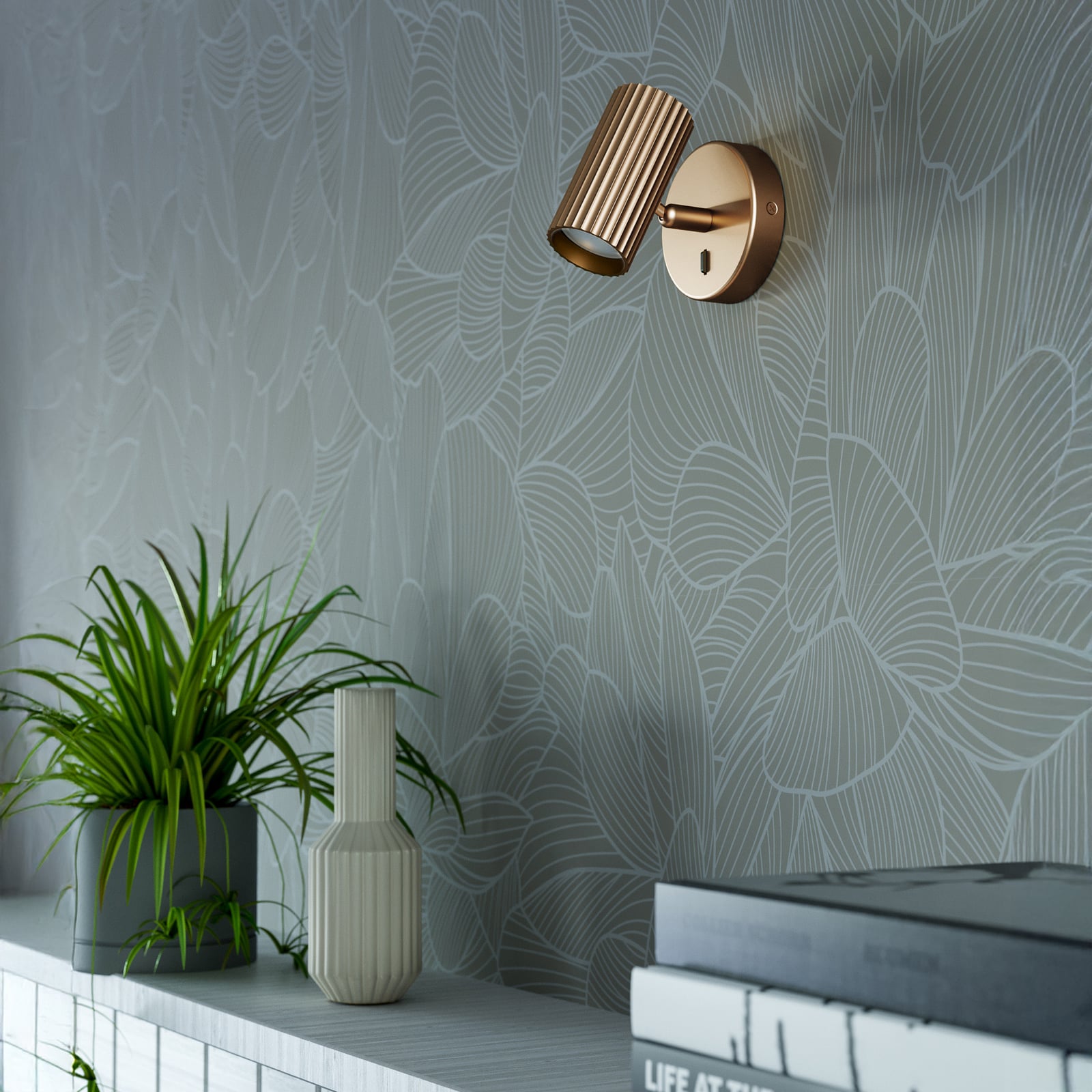 Wandstrahler Portillo, messing, Höhe 11 cm, Metall, GU10