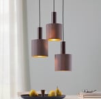 Concessa pendant lamp, 3-bulb, cappuccino/gold