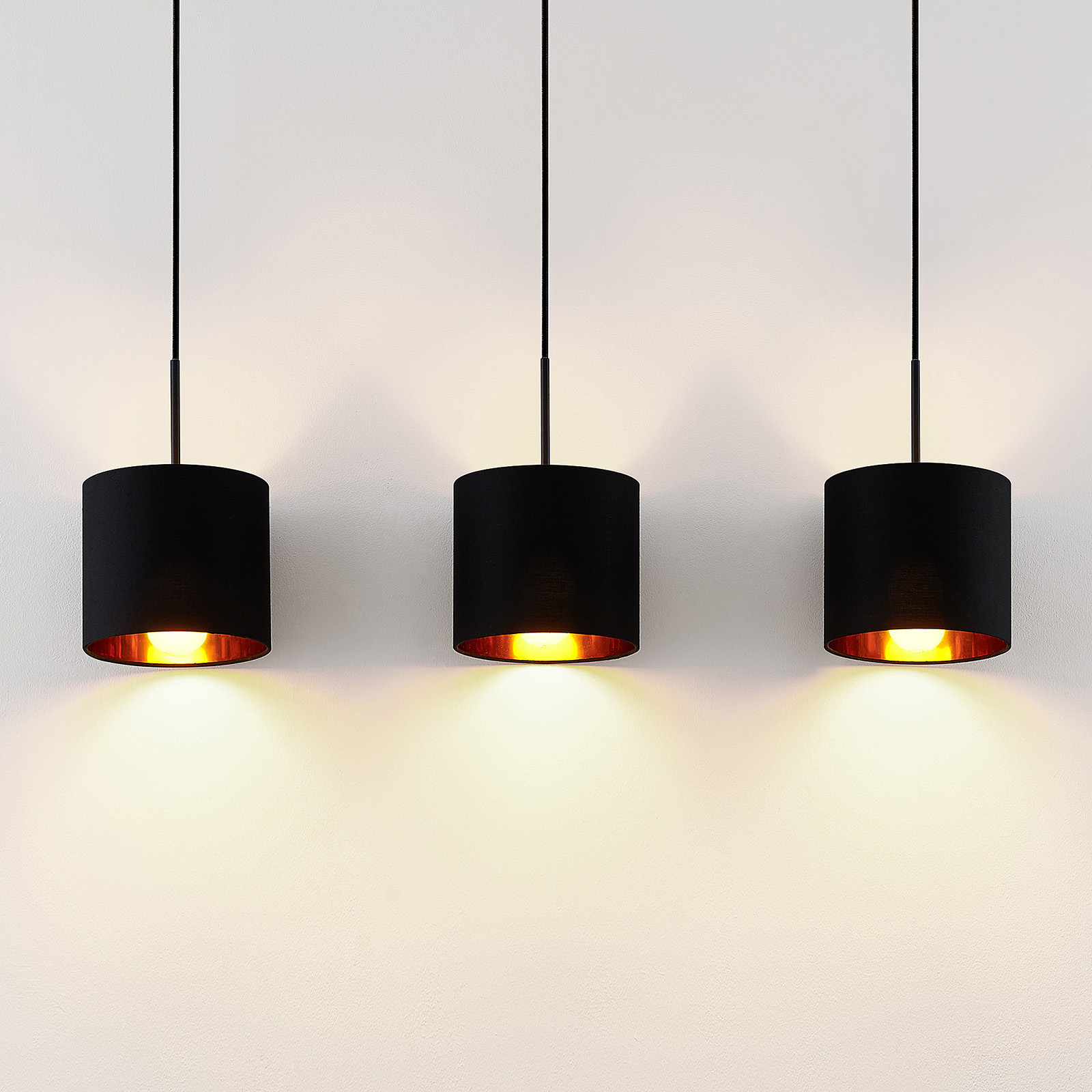 Lindby Trinika textil függő lámpa, fekete