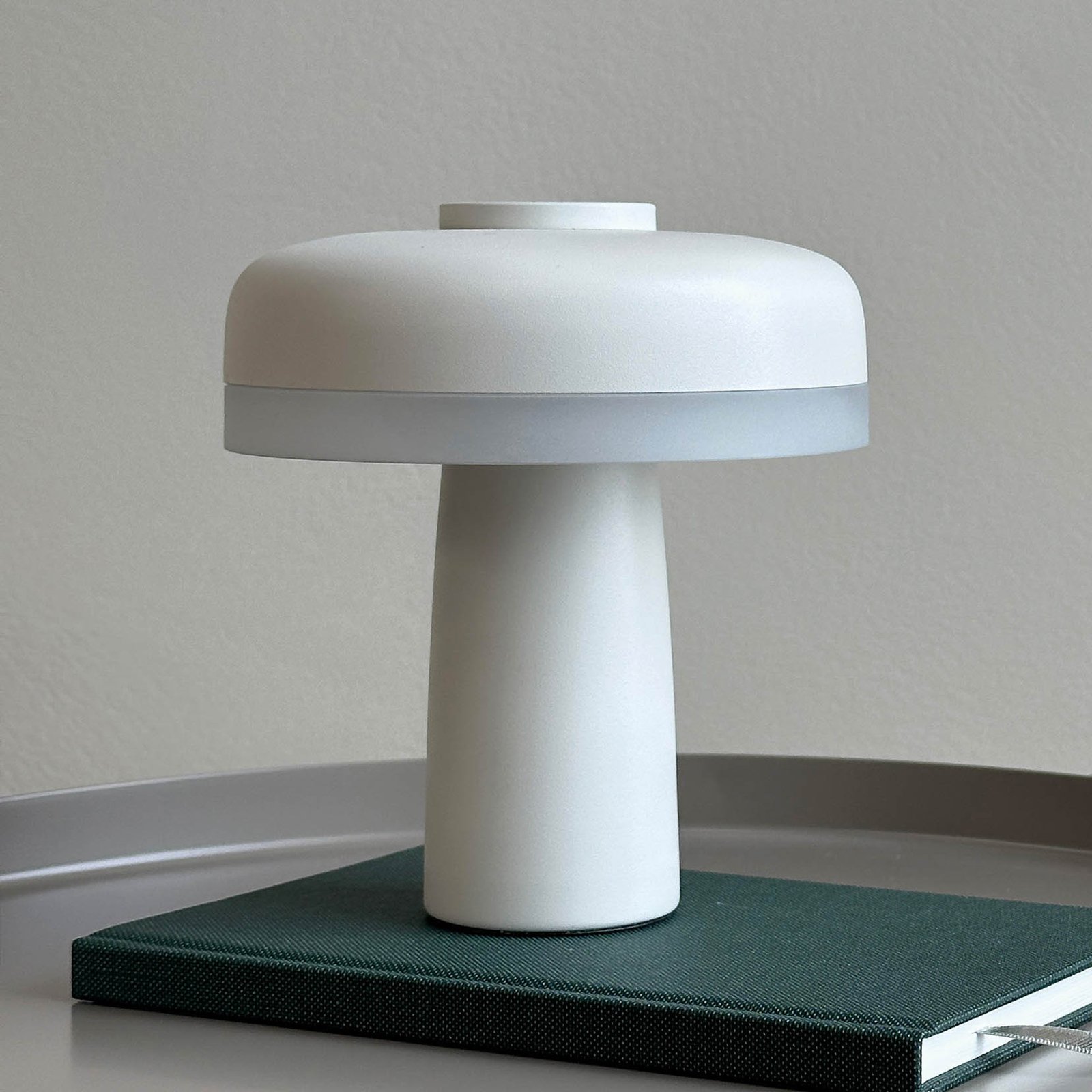 Dyberg Larsen LED table lamp Porter, white, height 16 cm