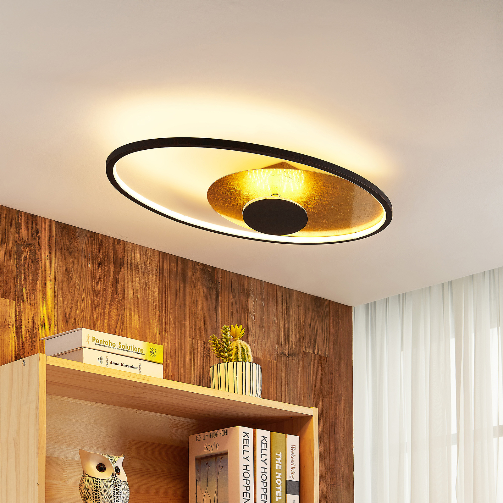 Lindby Feival LED ceiling light, 73 cm x 43 cm