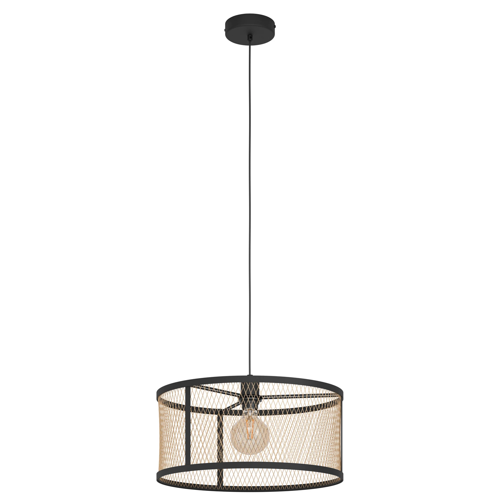 Závěsné svítidlo Dellow, Ø 45 cm, černá/mosazná barva, ocel