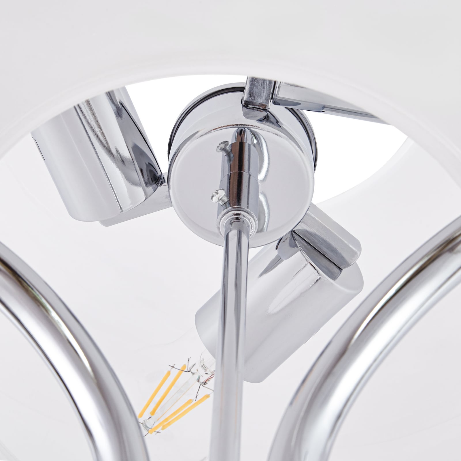 Lucande Christo floor lamp, height 160 cm, chrome/white, glass
