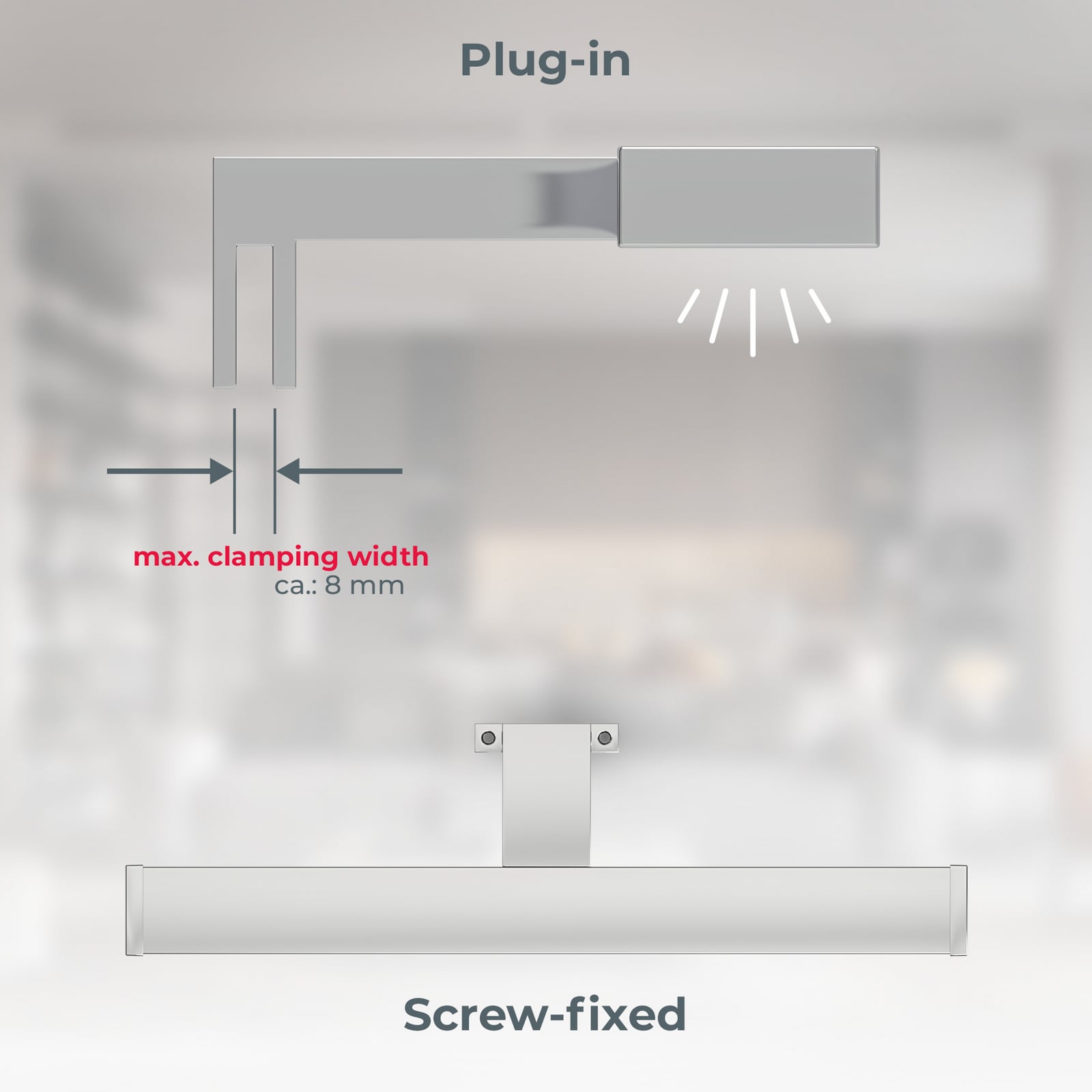 LED wandlamp BKL1230, chroom/wit, breedte 40 cm, metaal, IP44 LED wandlamp BKL1230, chroom/wit, breedte 40 cm, metaal, IP44