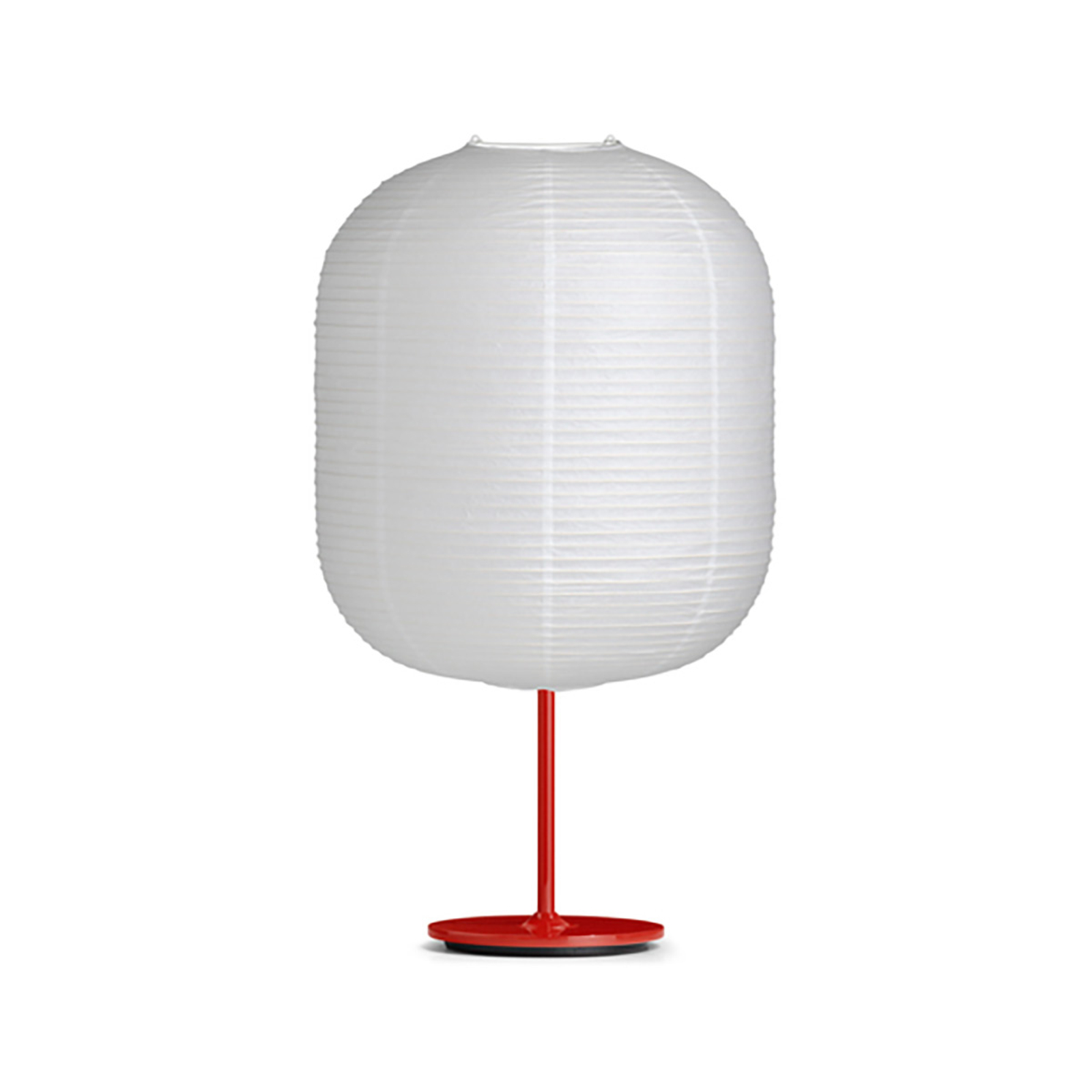 HAY Common Table, Oblong lampshade signal red base