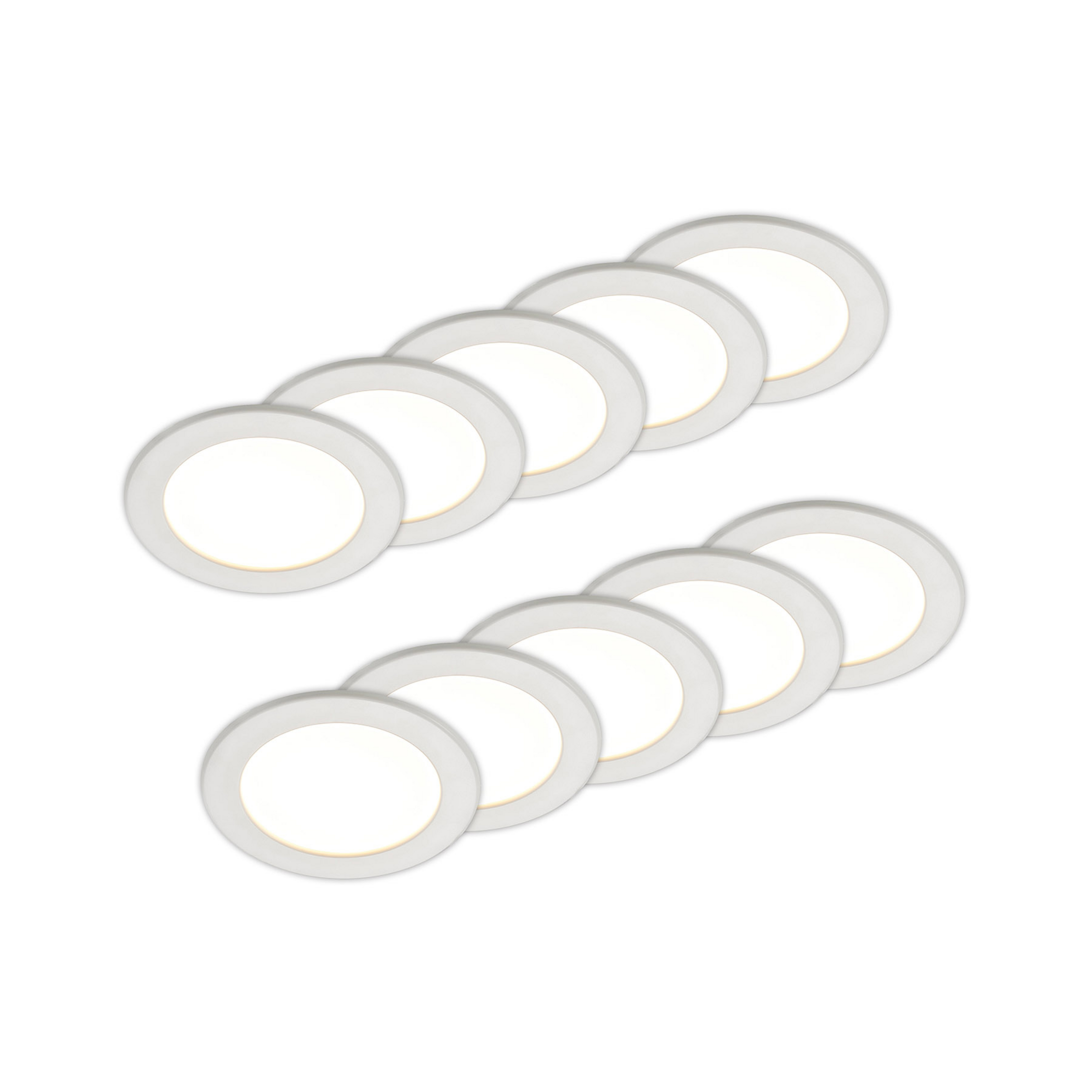 Prios LED-Einbaulampe Cadance, weiß, 17 cm, 10er-Set, CCT