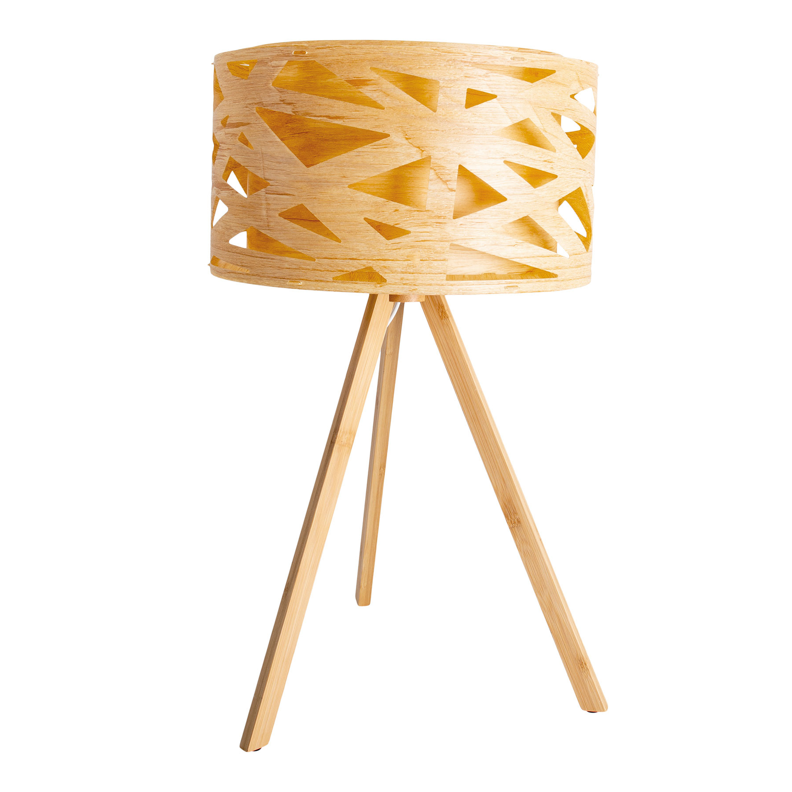 Lampada da tavolo Finja con treppiede di bambù