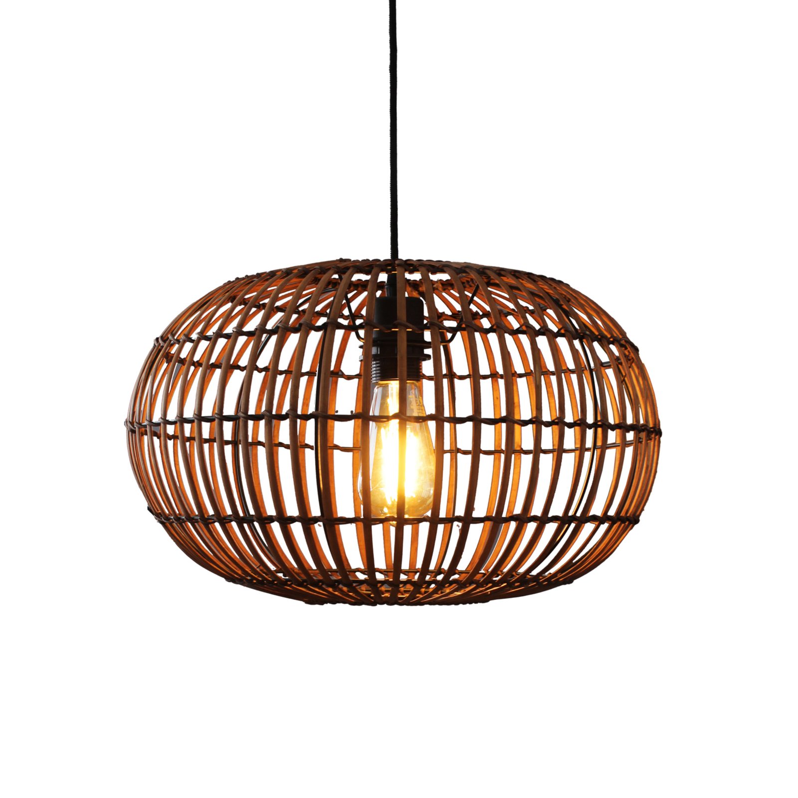 Bamboo pendant light, brown, height 25 cm, Ø 40 cm