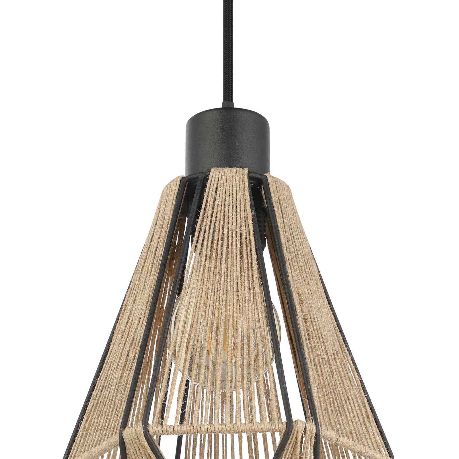 Lampa wisząca Adwickle, klosz z naturalnej przędzy