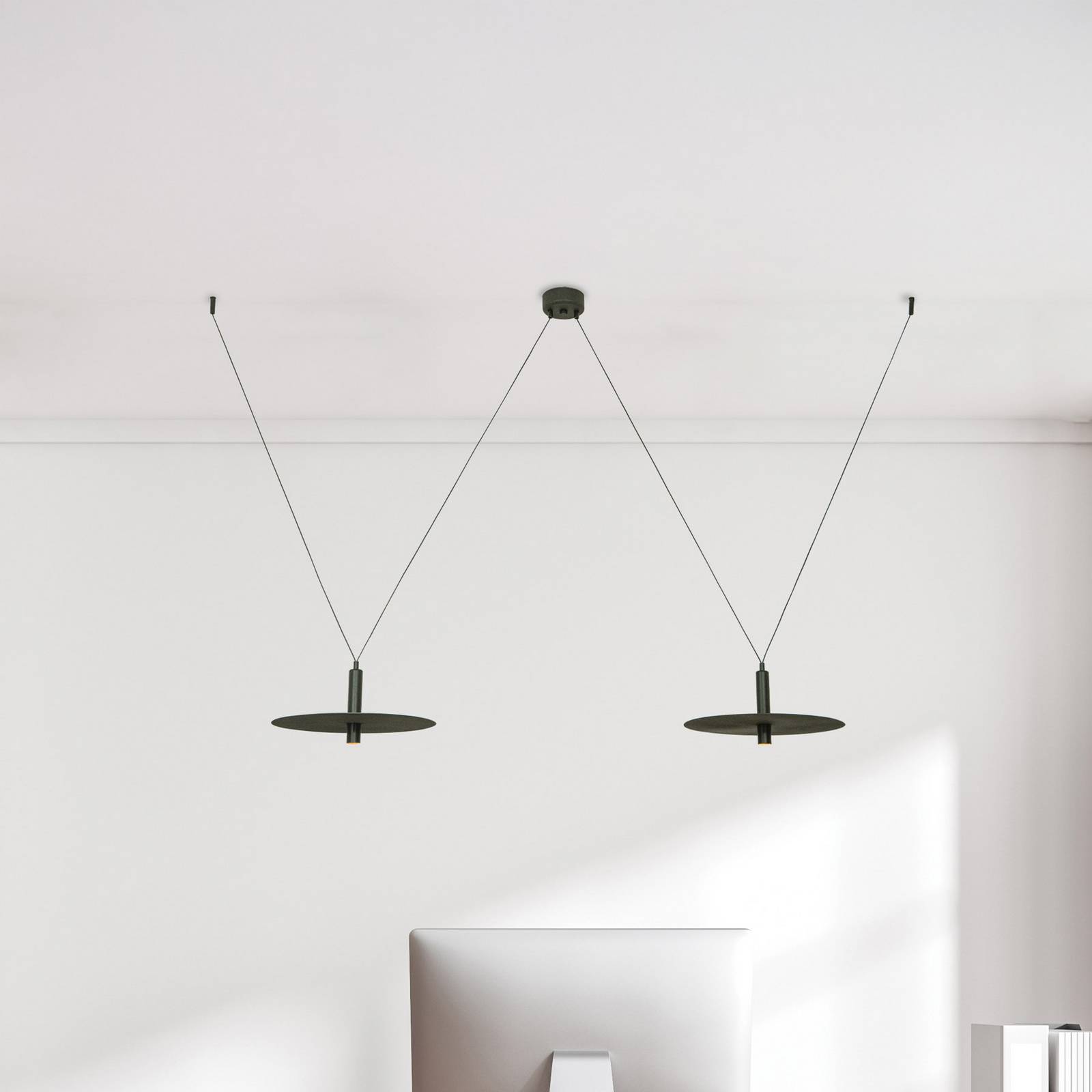 Zambelis Led Pendant Light 23227, Black, Ø 35 Cm, 2-Bulb, Metal