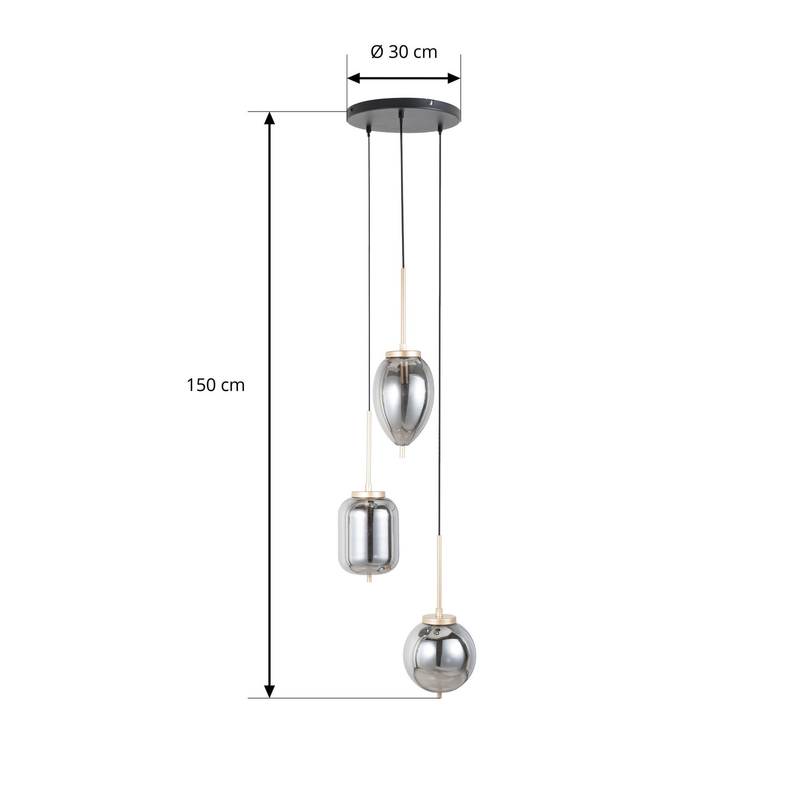 Elani riippuvalaisin, Ø 36 cm, lasi, 3-lamppuinen - Lucande Elani riippuvalaisin, Ø 36 cm, lasi, 3-lamppuinen - Lucande