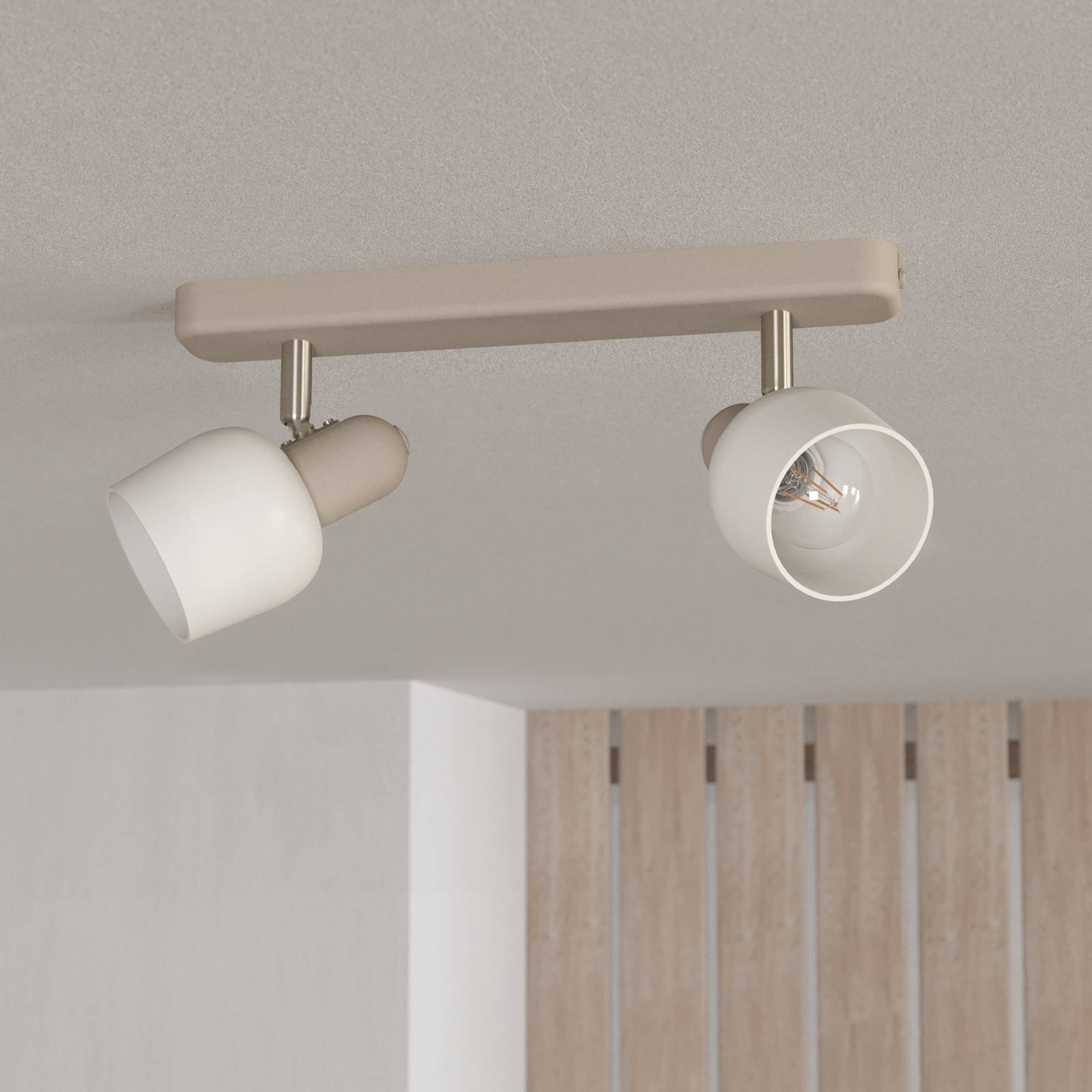 Deckenstrahler Corato, Länge 30 cm, sand/nickel/opal, 2-flg. günstig online kaufen