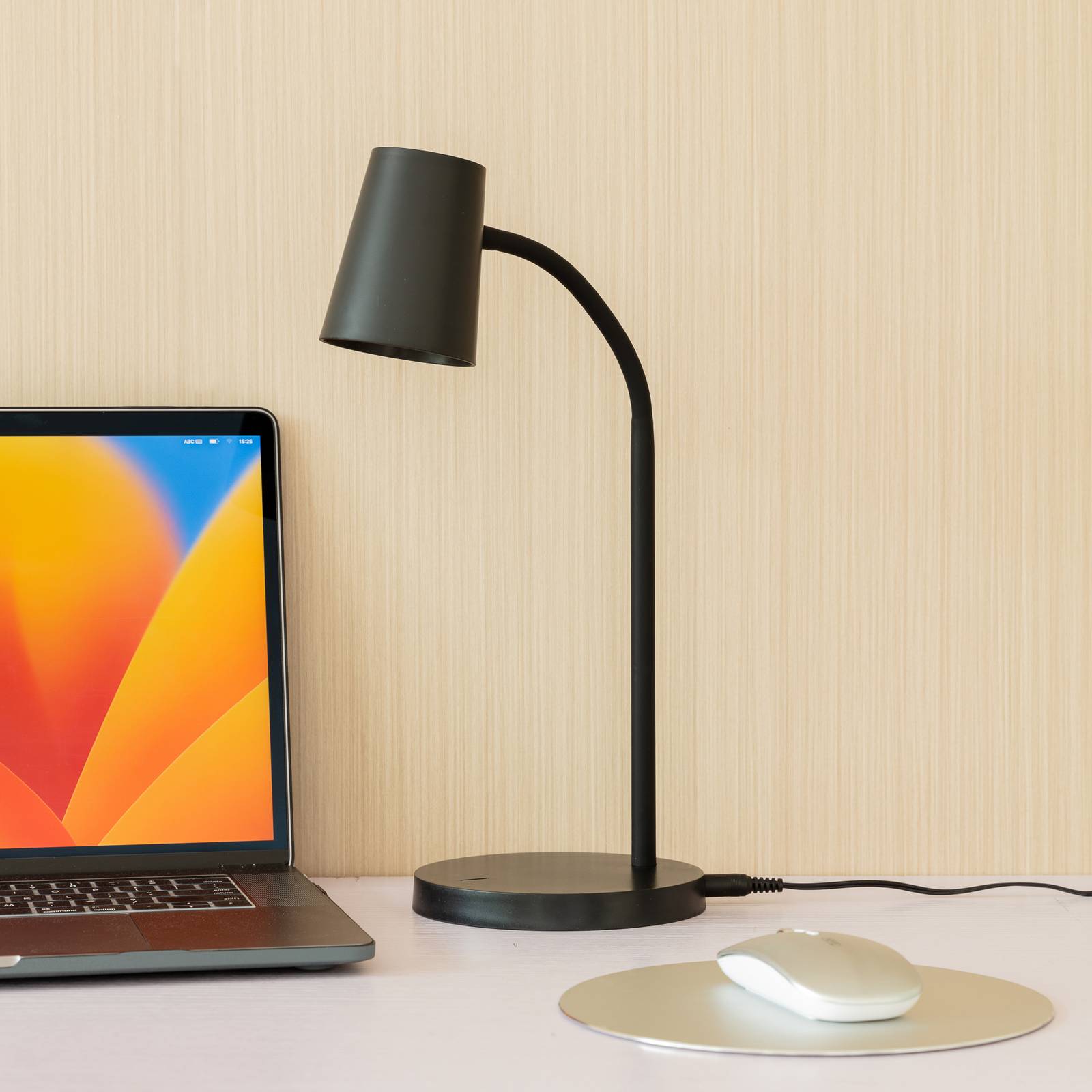 Photos - Desk Lamp Lindby Ailina LED table lamp, round base, black 