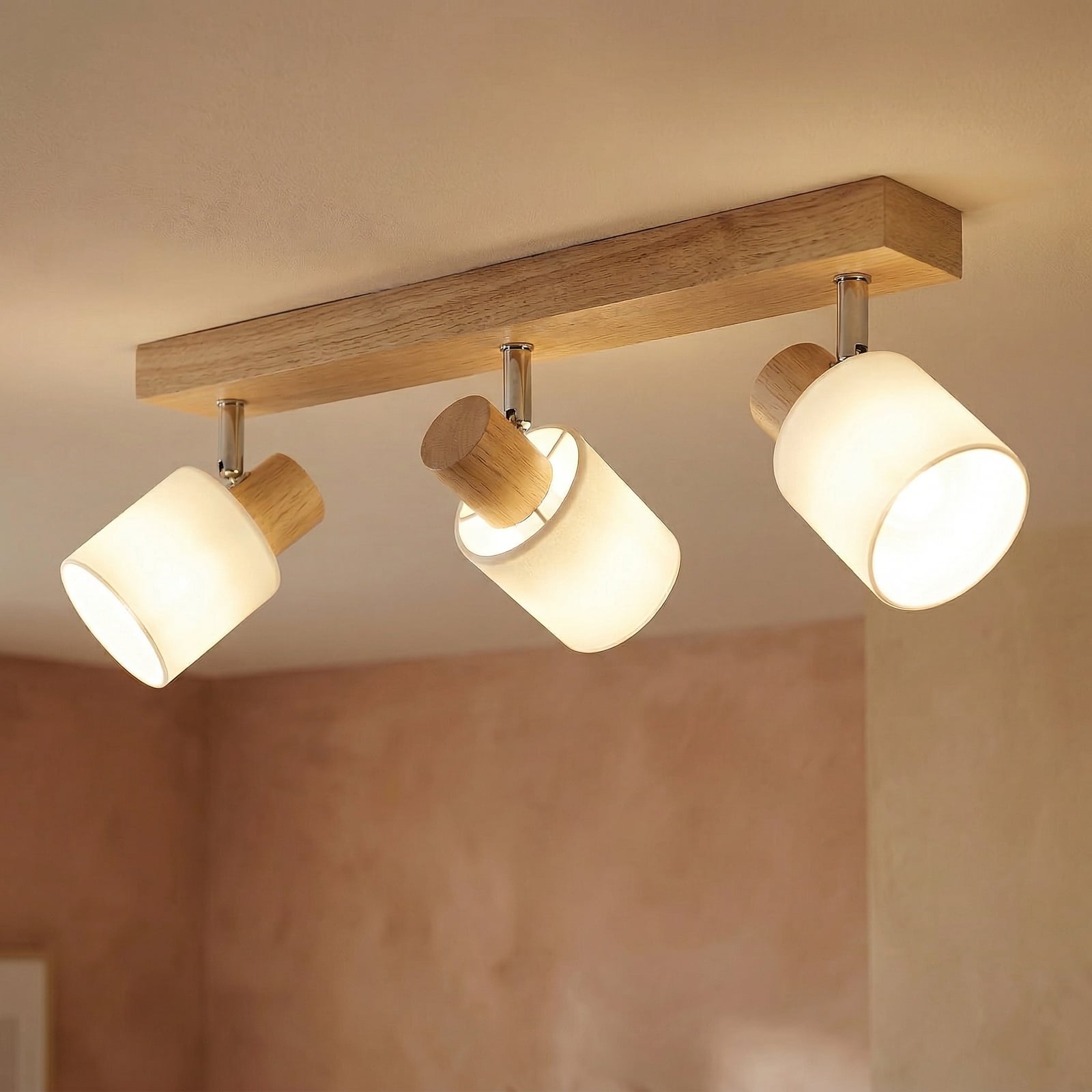 Wanessa 3 Plafondlamp Wood/White - Lindby