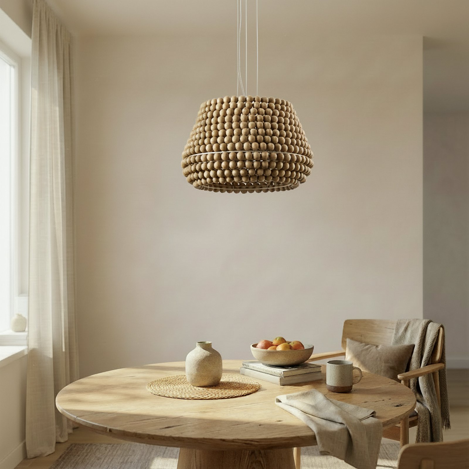 Melori riippuvalaisin, Ø 51 cm, luonnonväri, E27, puu - Lucande