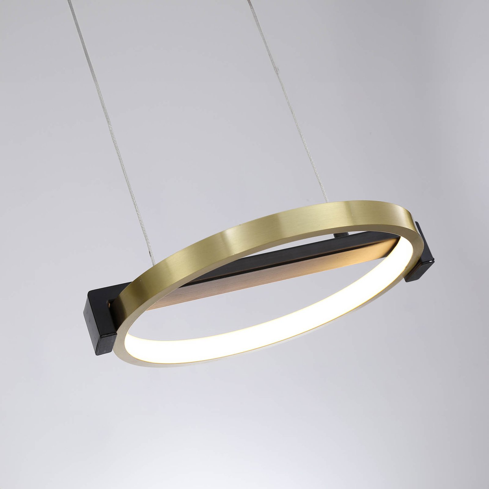 Aerial LED pendant light, 3-bulb, brass/black, steel