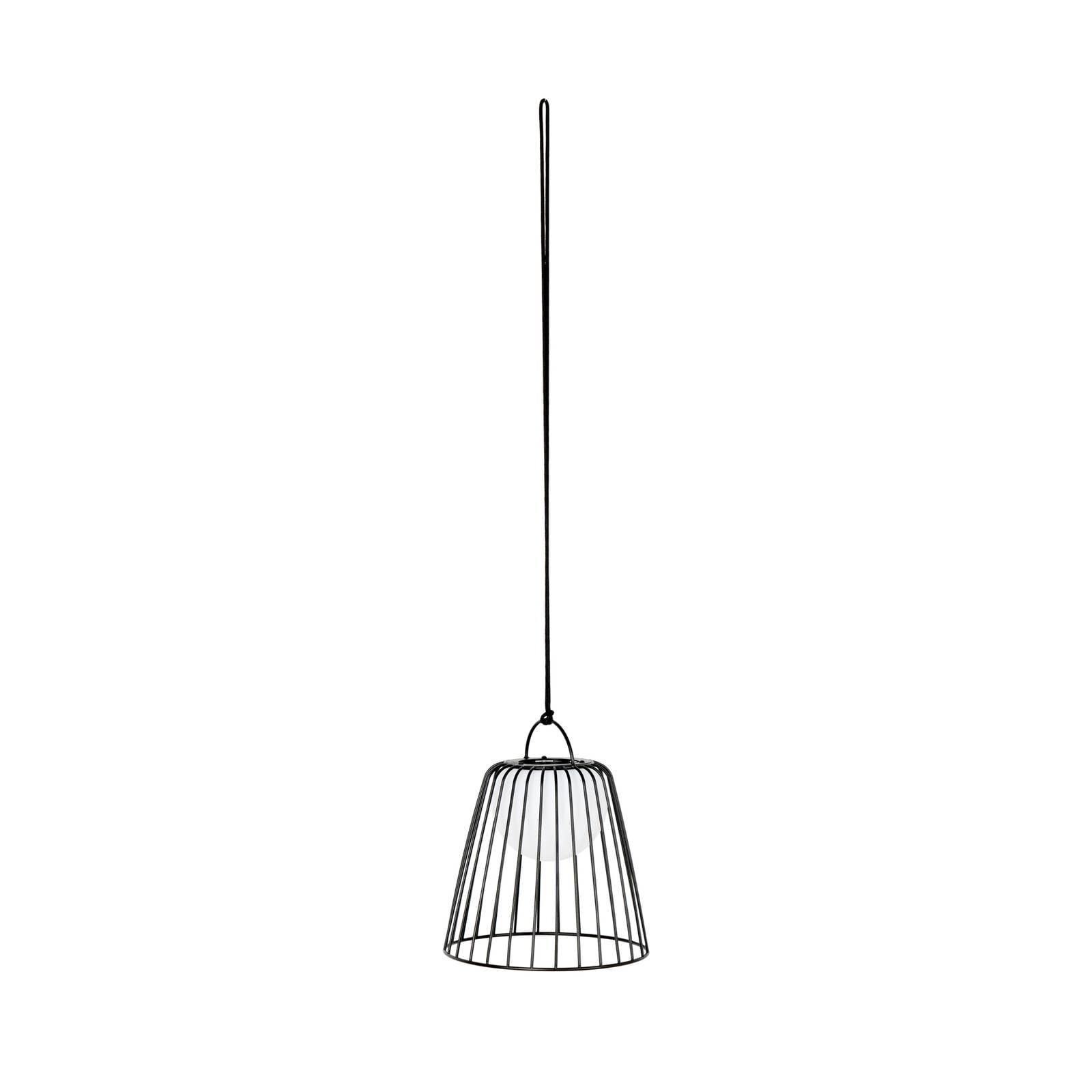 Lindby LED-Akku-Außenhängeleuchte Levino, schwarz, Metall