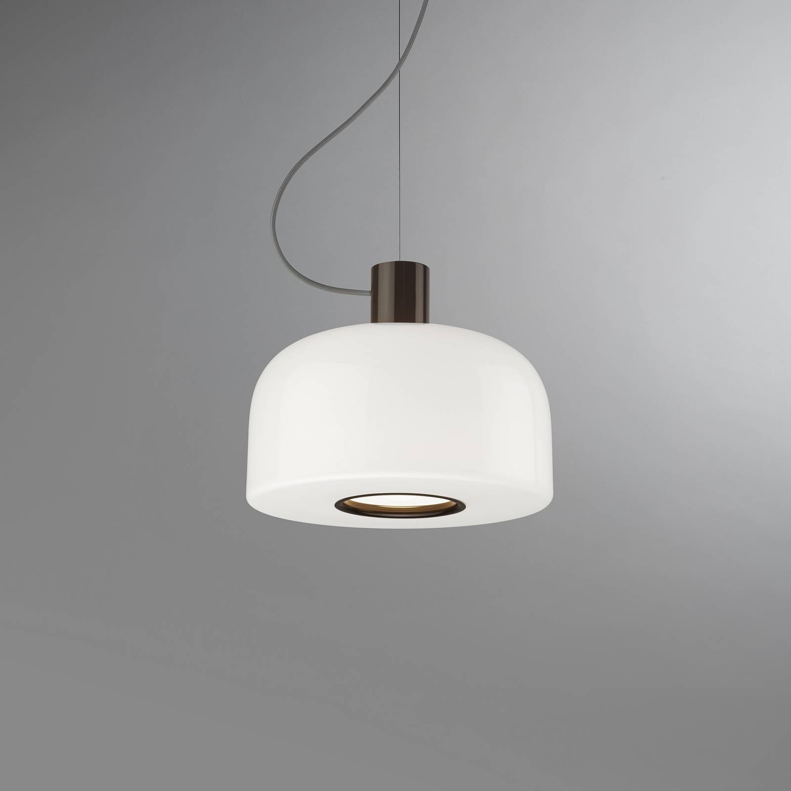 Lampa wisząca Flos Bellhop Glass S1, czekoladowy brąz, Ø 33 cm