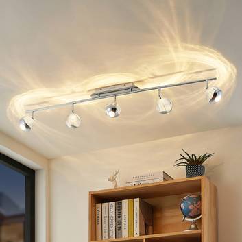 Lucande Kilio faretto LED soffitto, 5 luci, cromo