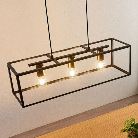 Hanging light Emily in black, three-bulb