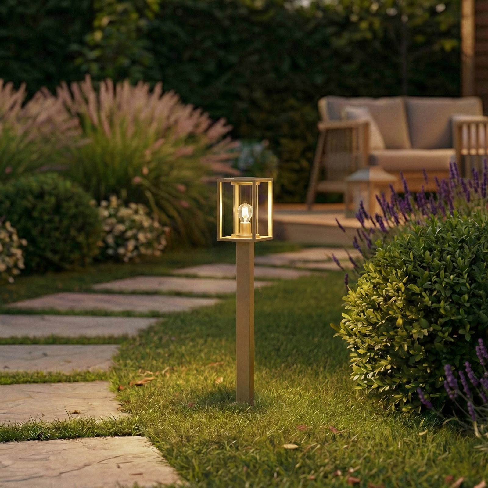 Lucande veilampe Ferda, 100 cm, brun, IP44