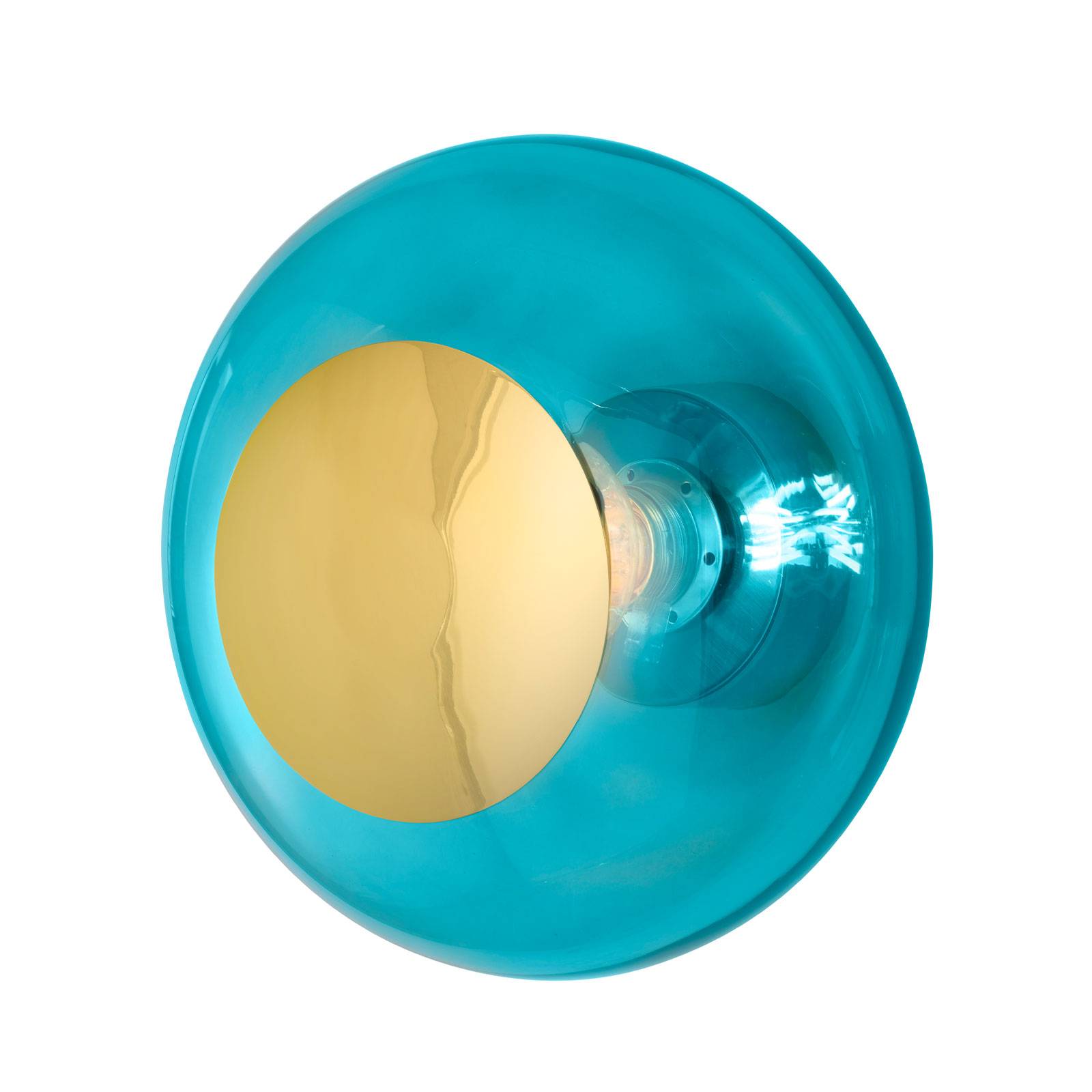 EBB & FLOW Horizon socket gold/blue Ø 21 cm, for Living / Dining Room, glass, metal, plastic, E14, 25 W, energy efficiency: A++