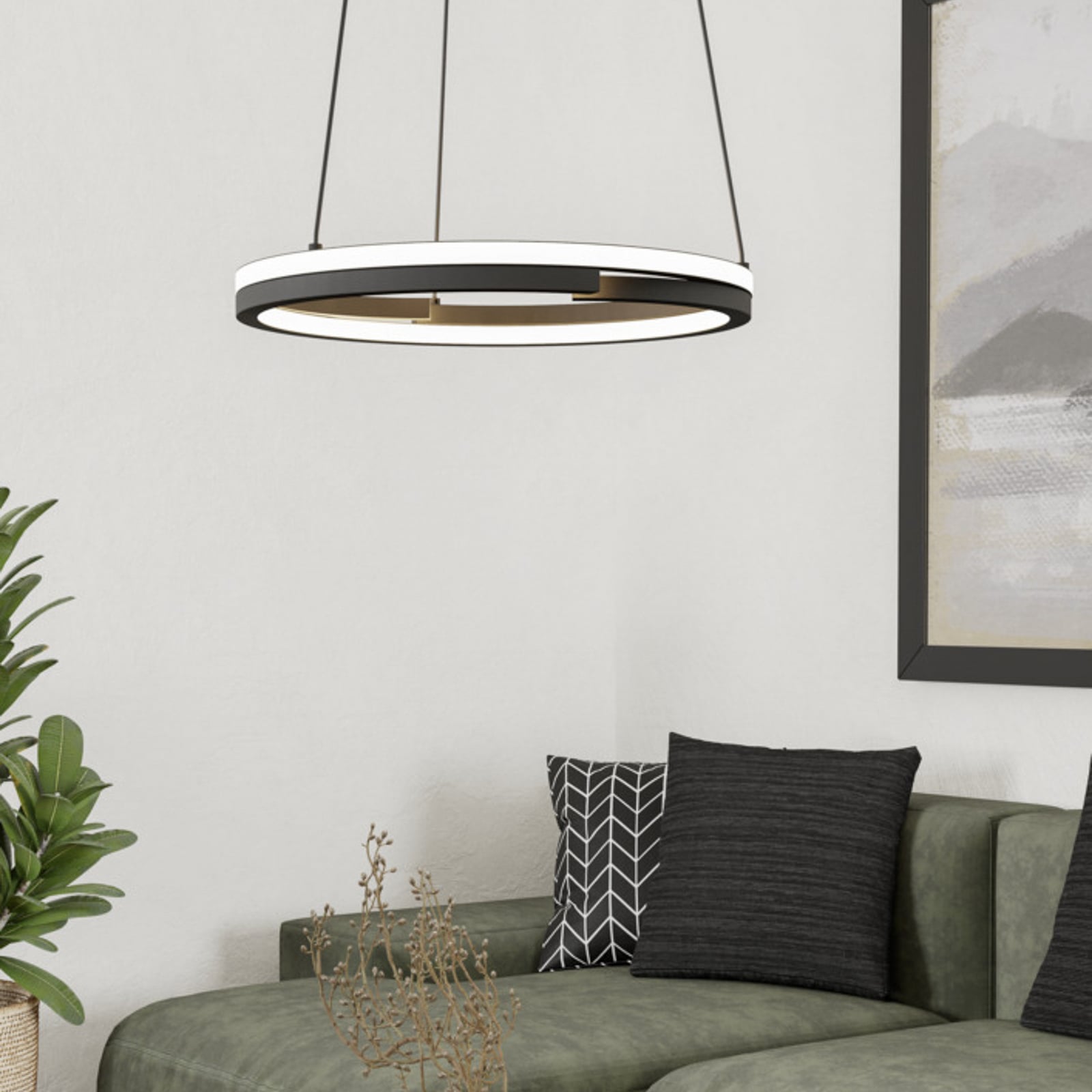 EGLO LED hanglamp MEZZOMONTE, zwart, Ø 48 cm, CCT
