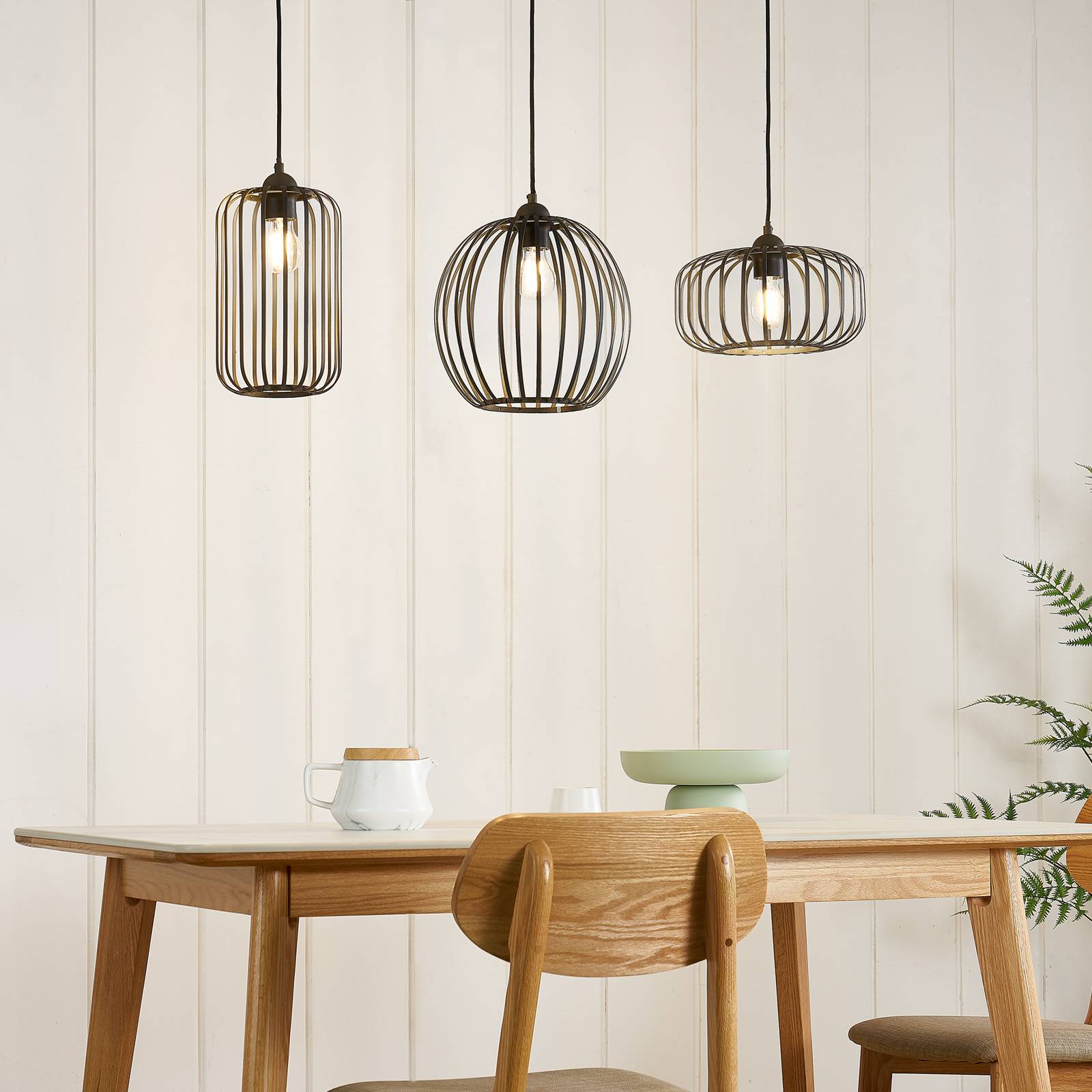 Lindby Krish suspension aspect cage trois lampes