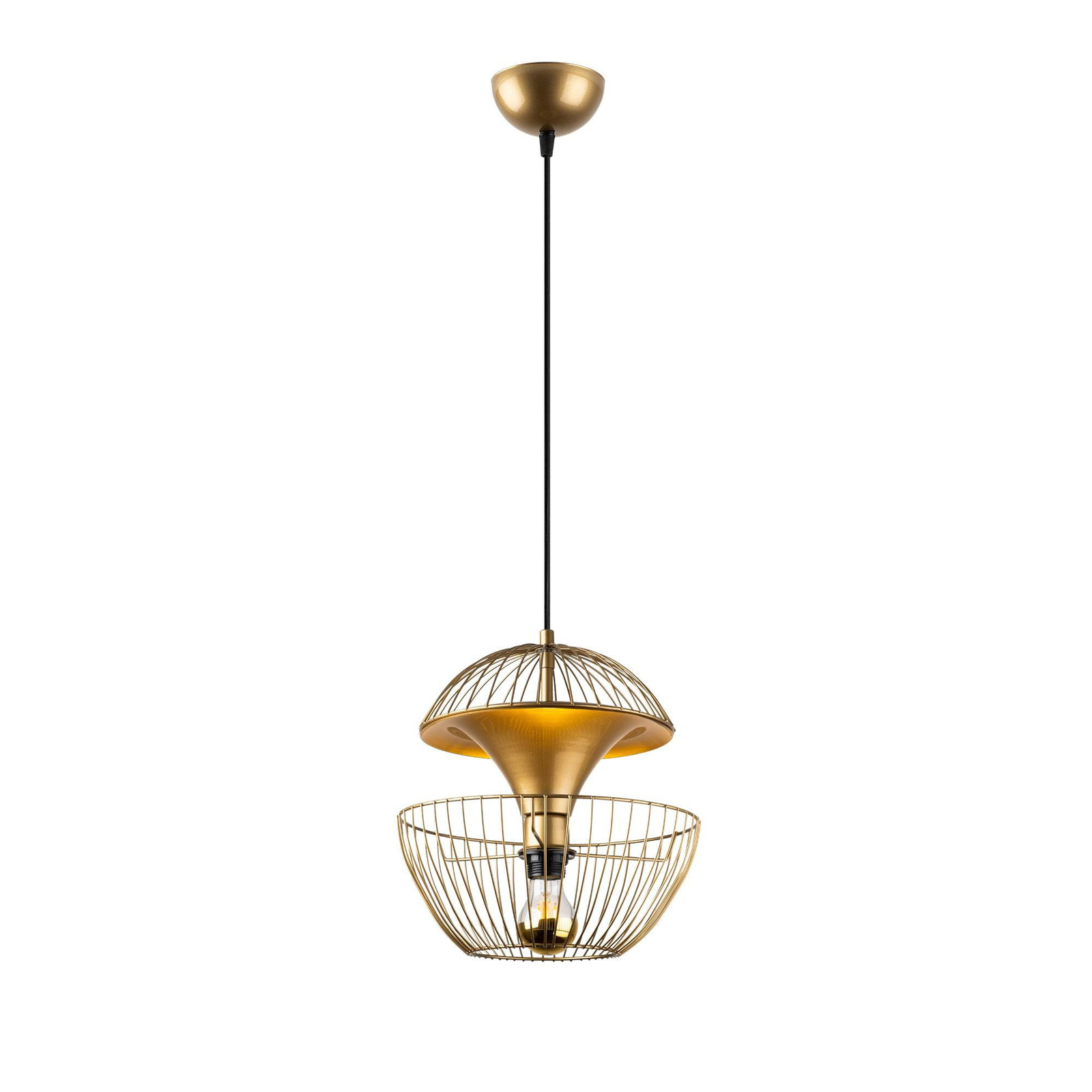 Pendant light Telmander 11410, gold-coloured, metal, Ø 30 cm