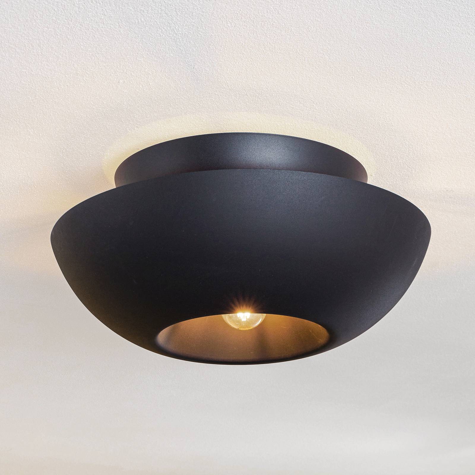 Lampa sufitowa Lucande Kellina, Ø 48 cm, czarna, metalowa