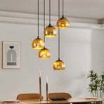 Albaraccin hanging light, five lampshades in gold