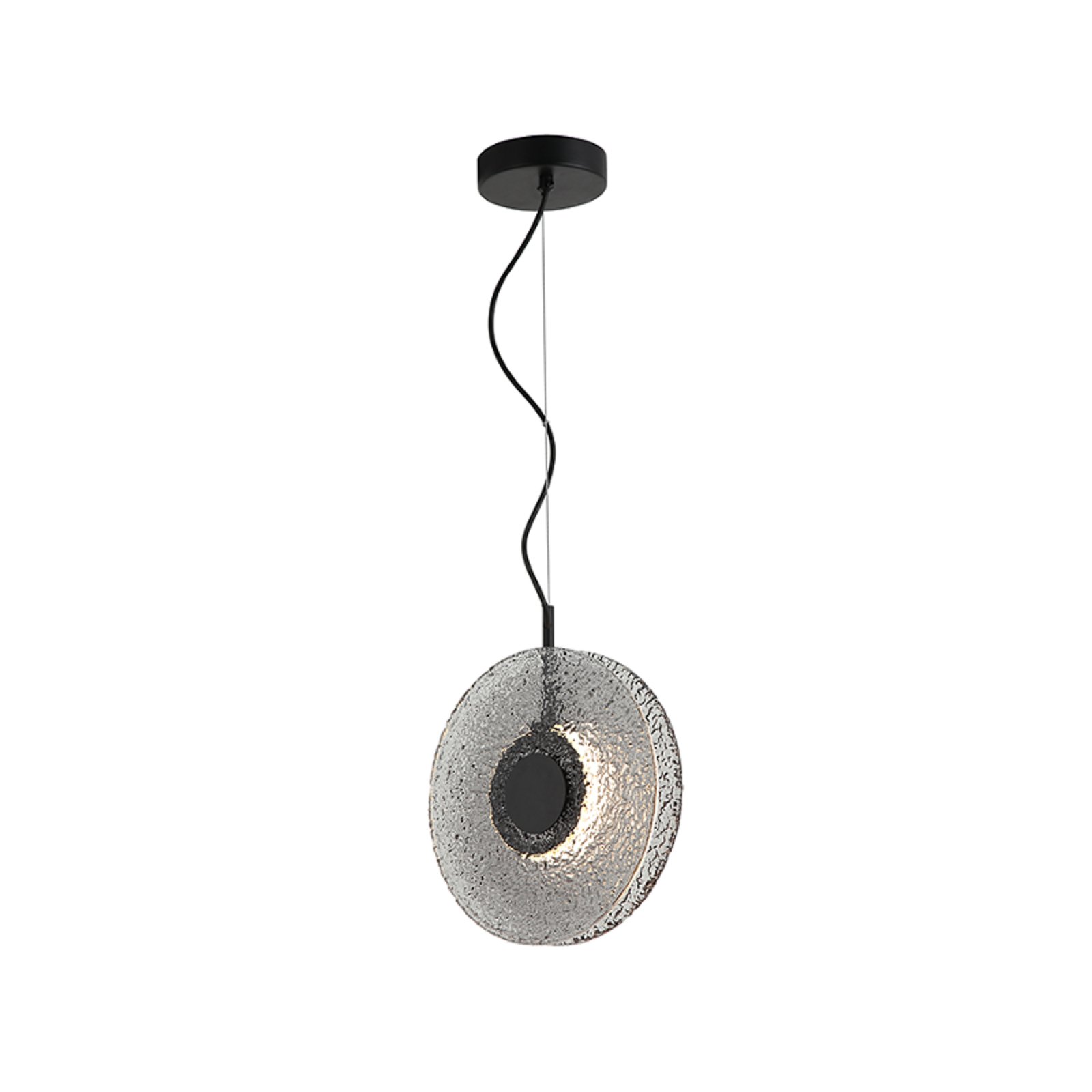 Suspension LED 23072, gris fumé, verre, Ø 28 cm, 3.000 K