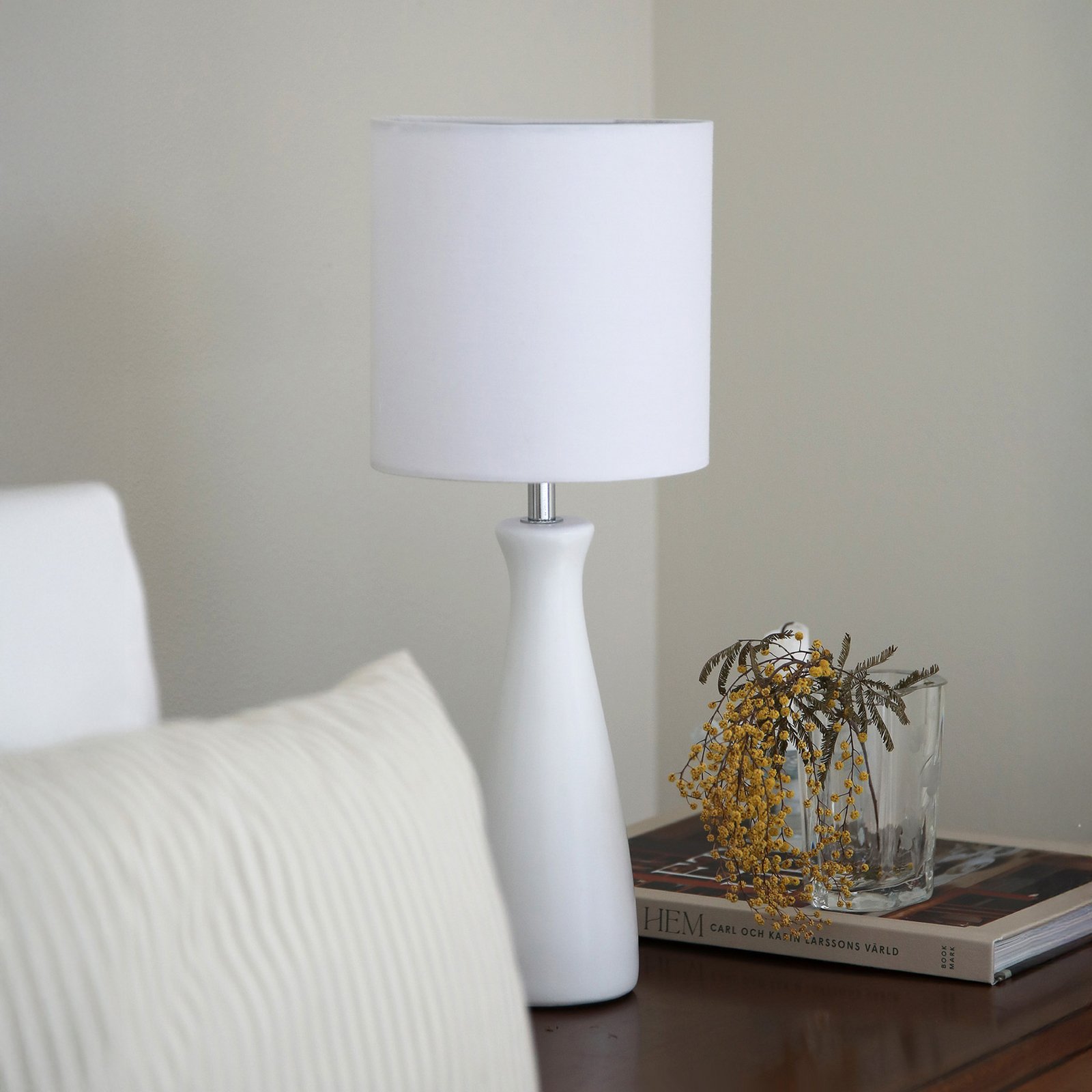 Markslöjd Lampă de masă Birillo, alb, textil/ceramică, E14