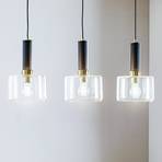 Hanglamp Viva, helder/zwart/messing, 3-lamps