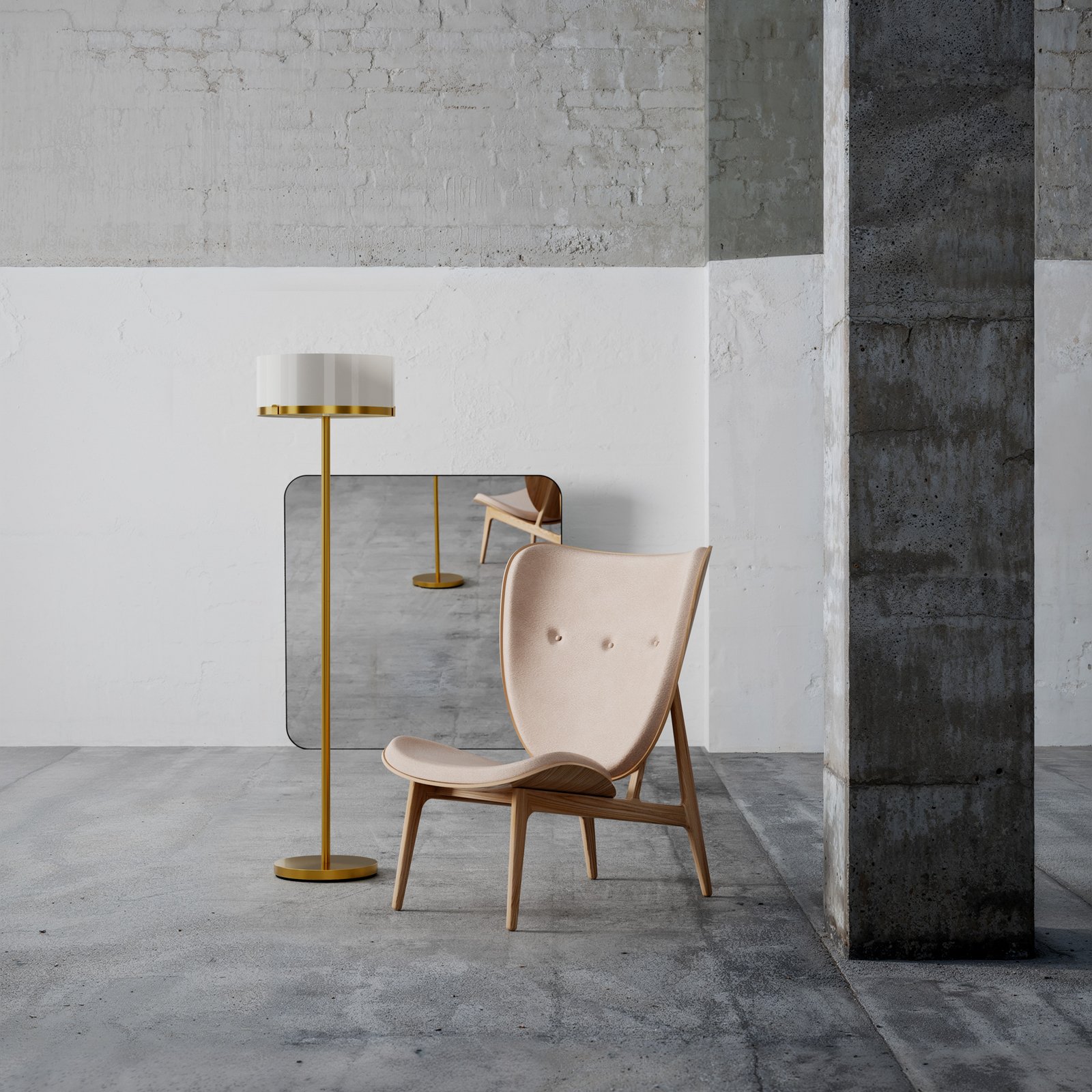 By Rydens põrandalamp Marcel, messing/valge, kõrgus 150 cm