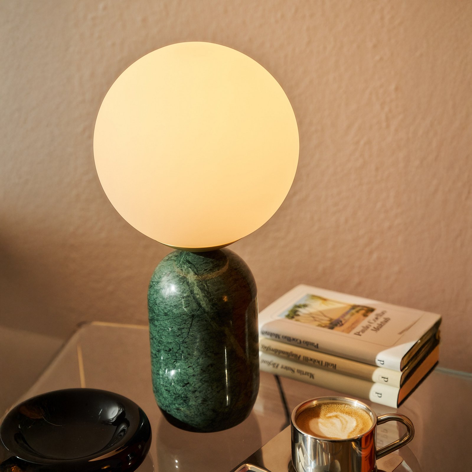 Lindby Lennes asztali világítás, zöld, márvány, üveg, Ø 20 cm Lindby Lennes asztali világítás, zöld, márvány, üveg, Ø 20 cm