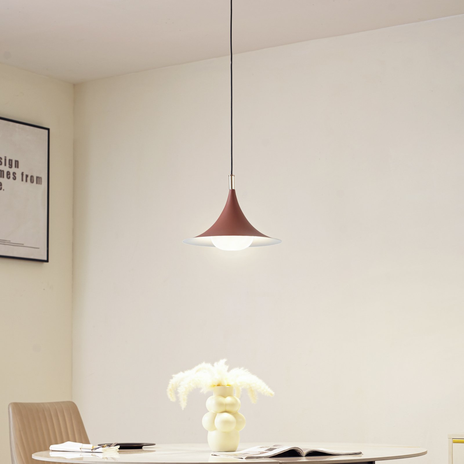 Lindby pendant light Jarl, brown, metal, Ø 35 cm, G9