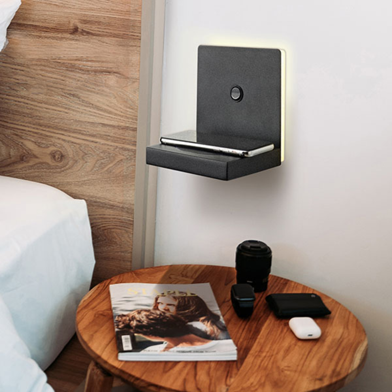 LED-Wandleuchte Zanzibar mit Ladestation
