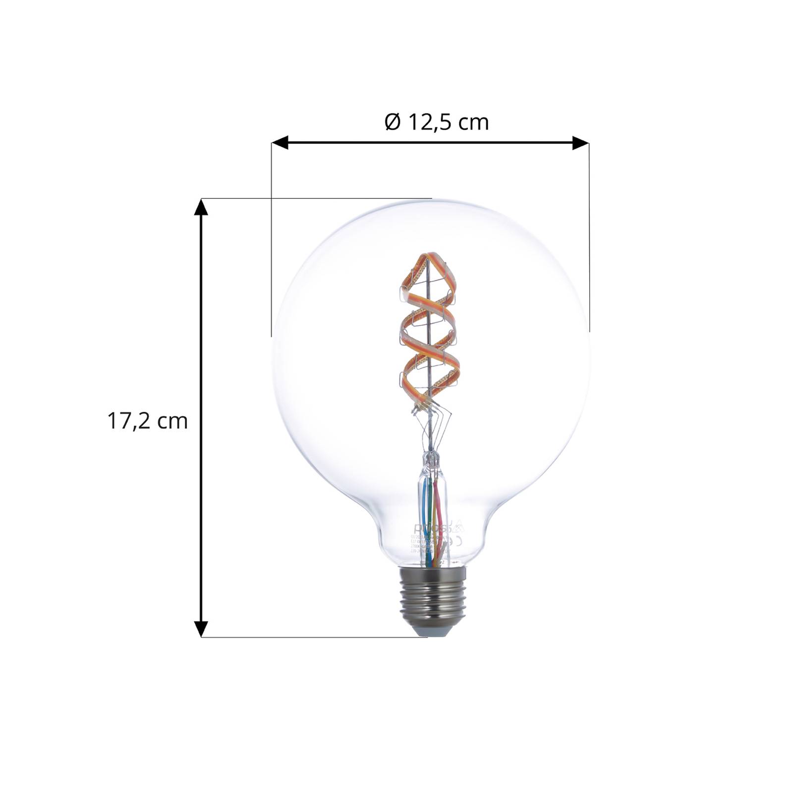 Prios LED-filament E27 G125 4W RGBW WLAN klar 2stk