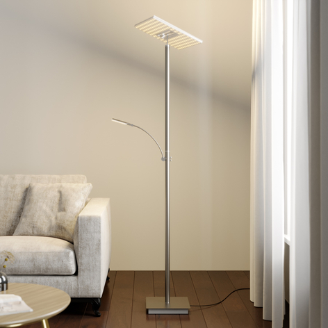 Lucande LED-uplight-golvlampa Joveline, nickel