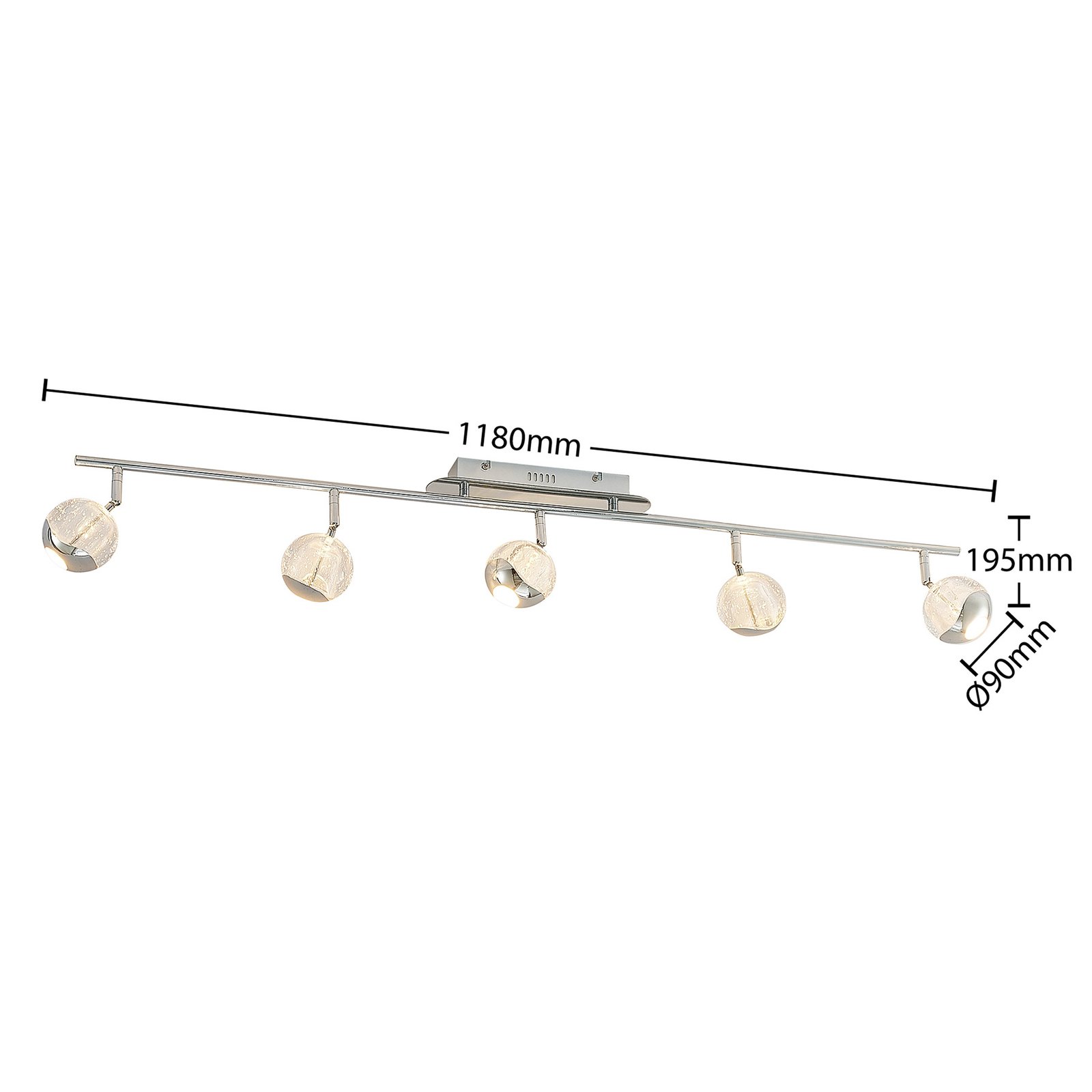 Lucande Kilio-LED-kattokohdevalo, 5 lamppua, kromi
