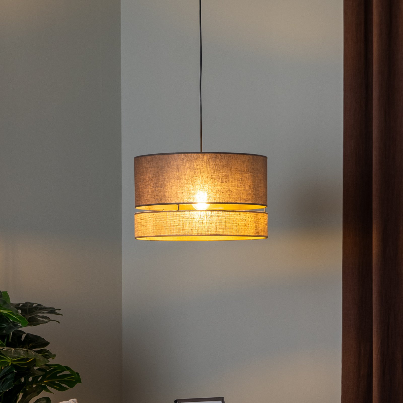 "Euluna Levo" pakabinamas šviestuvas, Ø 40 cm, džiutas/žemės ruda