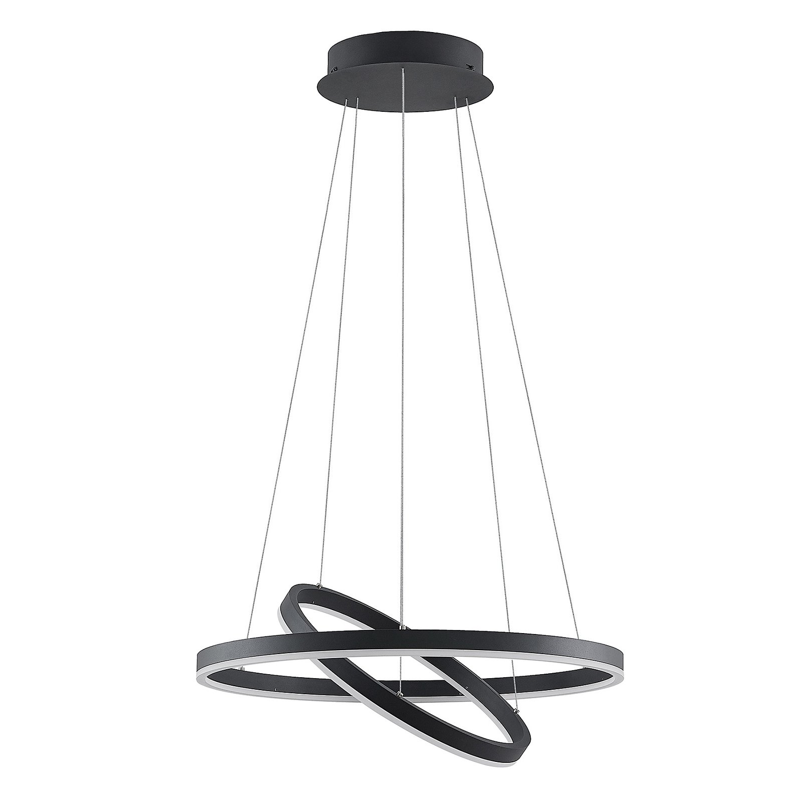 Arcchio Albiona LED hanglamp, zwart, 2 ringen