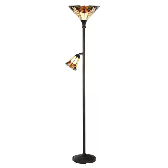 Lampenwelt Stehlampe 5969 mit Leselicht, Tiffany-Stil