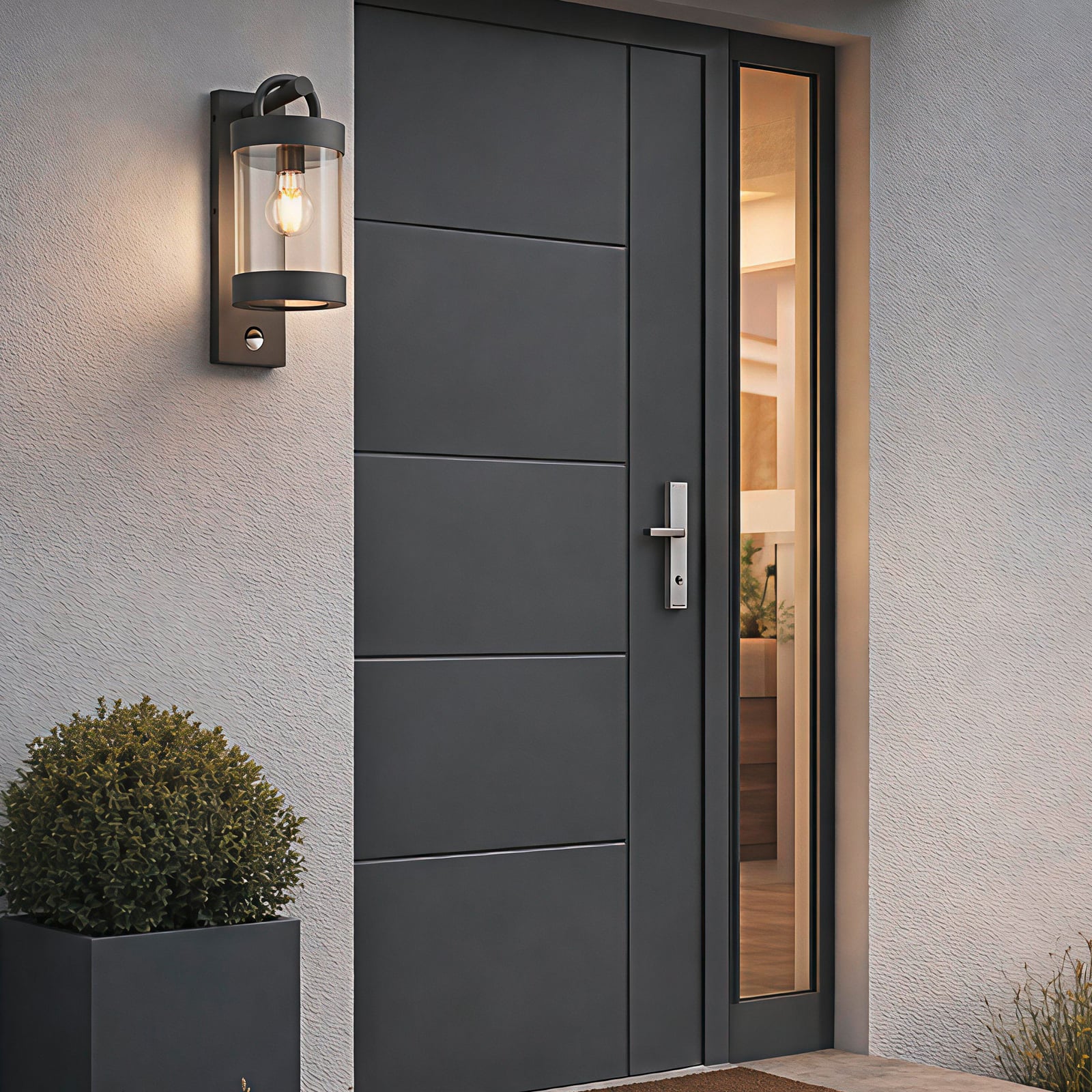 Applique d'extérieur Sambesi détecteur anthracite