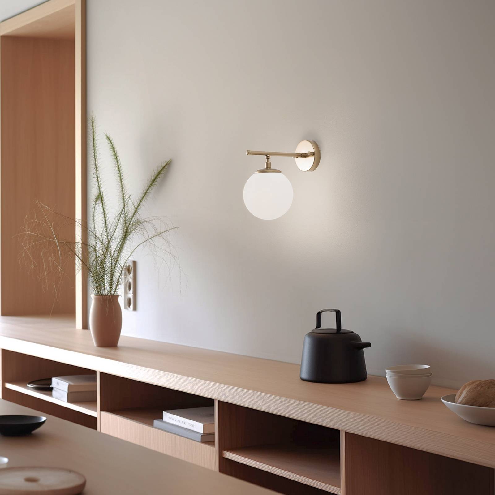 Wandleuchte Roe, goldfarben, Glas, Höhe 24 cm, E14 günstig online kaufen