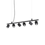 Lampada a sospensione IDEAL LUX Dynamite Square nera, a 6 luci